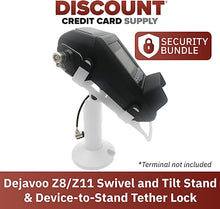 Load image into Gallery viewer, DCCStands Dejavoo Z8 / Dejavoo Z11 7" Swivel and Tilt White Stand with Anti-Theft POS Device Terminal to Stand Security Tether Lock - Fits Dejavoo Z11 HW # v1.3