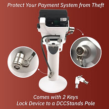 Load image into Gallery viewer, DCCStands Dejavoo Z8 / Dejavoo Z11 7" Swivel and Tilt White Stand with Anti-Theft POS Device Terminal to Stand Security Tether Lock - Fits Dejavoo Z11 HW # v1.3