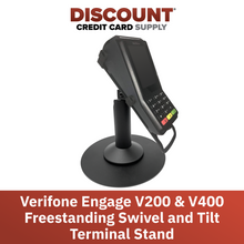 Load image into Gallery viewer, Verifone V200 / V400 Freestanding Swivel and Tilt Stand with Round Plate