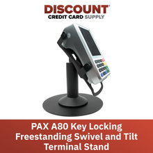 Load image into Gallery viewer, PAX A80 Freestanding Swivel and Tilt Stand Stand with Round Plate and Key Locking Mechanism
