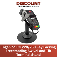 Load image into Gallery viewer, Ingenico ICT220 & ICT 250 Freestanding Swivel and Tilt Stand with Round Plate and Key Locking Mechanism