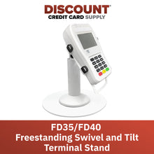 Load image into Gallery viewer, First Data FD35 / FD40 Freestanding Swivel and Tilt Stand with Round Plate (White)