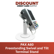 Load image into Gallery viewer, PAX A80 Freestanding Swivel and Tilt Stand with Round Plate (White)