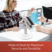 Load image into Gallery viewer, PAX A920 Freestanding Swivel and Tilt Stand for Terminal and Charging Base with Round Plate (White)