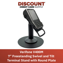 Load image into Gallery viewer, Verifone V400M Freestanding Swivel and Tilt Stand with Round Plate