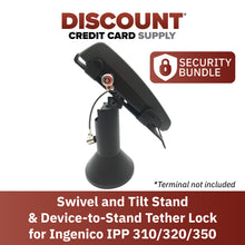 Load image into Gallery viewer, Ingenico IPP 310 / 315 / 320 / 350 Swivel and Tilt Stand with Device to Stand Security Tether Lock, Two Keys 8"