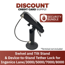 Load image into Gallery viewer, Ingenico Lane 3000 / 5000 / 7000 / 8000 Swivel and Tilt Stand with Device to Stand Security Tether Lock, Two Keys 8"