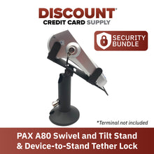 Load image into Gallery viewer, PAX A80 Swivel and Tilt Stand with Device to Stand Security Tether Lock, Two Keys 8"