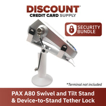 Load image into Gallery viewer, PAX A80 Swivel and Tilt Stand and Device to Stand Security Tether Lock, Two Keys 8" (White)