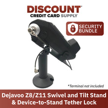 Load image into Gallery viewer, Dejavoo Z8 & Dejavoo Z11 Swivel and Tilt Metal Stand with Device to Stand Security Tether Lock, Two Keys 8"
