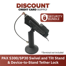 Load image into Gallery viewer, PAX S300 & PAX SP30 Swivel and Tilt Stand with Device to Stand Security Tether Lock, Two Keys 8"