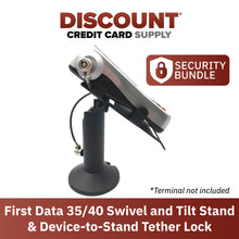 Load image into Gallery viewer, First Data FD35 & Clover FD40 Swivel and Tilt Stand with Device to Stand Security Tether Lock, Two Keys 8"