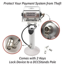 Load image into Gallery viewer, PAX A80 Swivel and Tilt Stand and Device to Stand Security Tether Lock, Two Keys 8" (White)