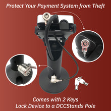 Load image into Gallery viewer, First Data RP10 Swivel and Tilt Stand with Device to Stand Security Tether Lock, Two Keys 8"