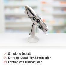 Load image into Gallery viewer, Clover Flex Swivel and Tilt Stand with Device to Stand Security Tether Lock, Two Keys 8" (White)