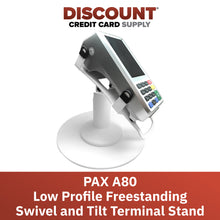 Load image into Gallery viewer, PAX A80 Freestanding Low Swivel and Tilt Stand with Round Plate (White)