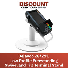 Load image into Gallery viewer, Dejavoo Z8 & Dejavoo Z11 Freestanding Low Swivel and Tilt Swivel Stand with Round Plate (White)