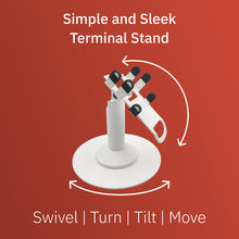 Load image into Gallery viewer, Clover Flex Freestanding Swivel and Tilt Stand with Round Plate, Tether Lock and Security Cable (White)