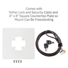 Load image into Gallery viewer, Clover Flex Freestanding Swivel and Tilt Stand with Square Plate, Tether Lock and Security Cable (White)