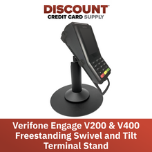 Load image into Gallery viewer, Verifone V200 &amp; Verifone V400 Freestanding Swivel and Tilt Stand with Round Plate
