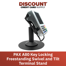 Load image into Gallery viewer, PAX A80 Freestanding Swivel and Tilt Stand Stand with Round Plate and Key Locking Mechanism
