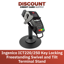 Load image into Gallery viewer, Ingenico ICT220 &amp; ICT 250 Freestanding Swivel and Tilt Stand with Round Plate and Key Locking Mechanism
