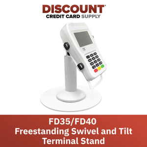 First Data FD35 / FD40 Freestanding Swivel and Tilt Stand with Round Plate (White)