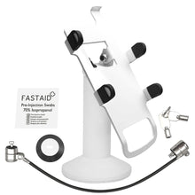 Load image into Gallery viewer, First Data FD35 / FD40 Swivel and Tilt Stand with Device to Stand Security Tether Lock, Two Keys 8&quot; (White)
