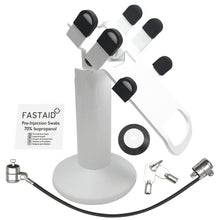 Load image into Gallery viewer, Clover Flex Swivel and Tilt Stand with Device to Stand Security Tether Lock, Two Keys 8&quot; (White)
