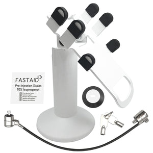 Clover Flex Swivel and Tilt Stand with Device to Stand Security Tether Lock, Two Keys 8" (White)