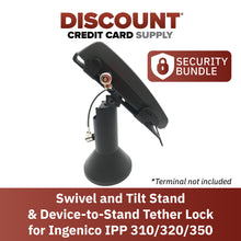 Load image into Gallery viewer, Ingenico IPP 310 / 315 / 320 / 350 Swivel and Tilt Stand with Device to Stand Security Tether Lock, Two Keys 8&quot;
