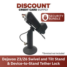 Load image into Gallery viewer, Dejavoo Z3 &amp; Dejavoo Z6 Swivel and Tilt Stand with Device to Stand Security Tether Lock, Two Keys 8&quot;
