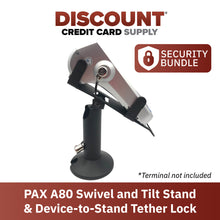 Load image into Gallery viewer, PAX A80 Swivel and Tilt Stand with Device to Stand Security Tether Lock, Two Keys 8&quot;
