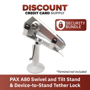 PAX A80 Swivel and Tilt Stand and Device to Stand Security Tether Lock, Two Keys 8" (White)