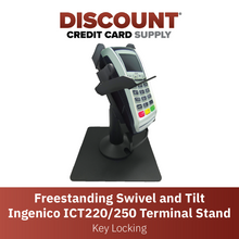 Load image into Gallery viewer, Ingenico ICT 220 &amp; ICT 250 Freestanding Swivel and Tilt Stand with Square Plate and Key Locking Mechanism

