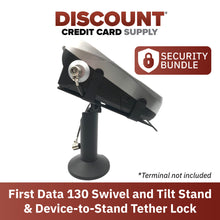 Load image into Gallery viewer, First Data FD130 &amp; FD150 Swivel and Tilt Stand and Device to Stand Security Tether Lock, Two Keys 8&quot;
