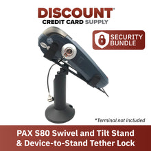 Load image into Gallery viewer, PAX S80 Swivel and Tilt Stand and Device to Stand Security Tether Lock, Two Keys 8&quot;
