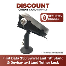 Load image into Gallery viewer, First Data FD150 Swivel and Tilt Stand with Device to Stand Security Tether Lock, Two Keys 8&quot;
