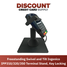Load image into Gallery viewer, Ingenico IPP 310 / 315 / 320 / 350 Freestanding Swivel and Tilt Stand with Sqaure Plate and Key Locking Mechanism
