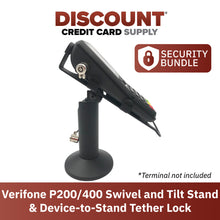 Load image into Gallery viewer, Verifone P200 &amp; Verifone P400 Swivel and Tilt Stand with Device to Stand Security Tether Lock, Two Keys 8&quot;
