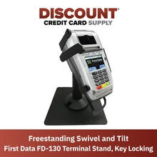 Load image into Gallery viewer, First Data FD130 / FD150 Freestanding Swivel and Tilt Stand with Square Plate and Key Locking Mechanism

