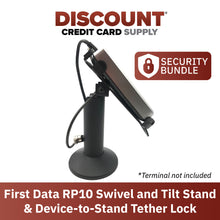 Load image into Gallery viewer, First Data RP10 Swivel and Tilt Stand with Device to Stand Security Tether Lock, Two Keys 8&quot;
