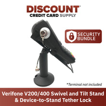 Load image into Gallery viewer, Verifone V200 &amp; Verifone V400 Swivel and Tilt Stand with Device to Stand Security Tether Lock, Two Keys 8&quot;
