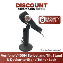 Load image into Gallery viewer, Verifone V400M Swivel and Tilt Stand and Device to Stand Security Tether Lock, Two Keys 8&quot;
