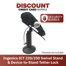Load image into Gallery viewer, Ingenico ICT 220 &amp; ICT 250 Swivel and Tilt Stand with Device to Stand Security Tether Lock, Two Keys 8&quot;
