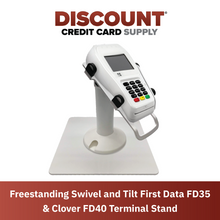 Load image into Gallery viewer, First Data FD35 / FD40 Freestanding Swivel and Tilt Stand (White)
