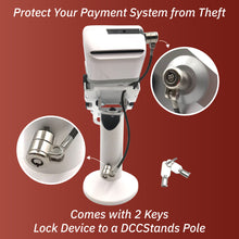 Load image into Gallery viewer, Clover Flex Swivel and Tilt Stand with Device to Stand Security Tether Lock, Two Keys 8&quot; (White)
