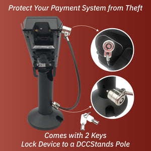 Ingenico Lane 3000 / 5000 / 7000 / 8000 Swivel and Tilt Stand with Device to Stand Security Tether Lock, Two Keys 8"