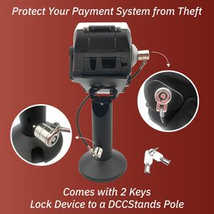 First Data FD130 & FD150 Swivel and Tilt Stand and Device to Stand Security Tether Lock, Two Keys 8"