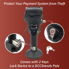 Load image into Gallery viewer, Ingenico ICT 220 &amp; ICT 250 Swivel and Tilt Stand with Device to Stand Security Tether Lock, Two Keys 8&quot;

